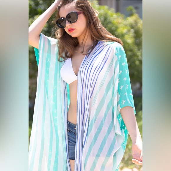 Summer Kimonos Swimsuit Coverup for Women Long Beach Kimono - Picture 4 of 4